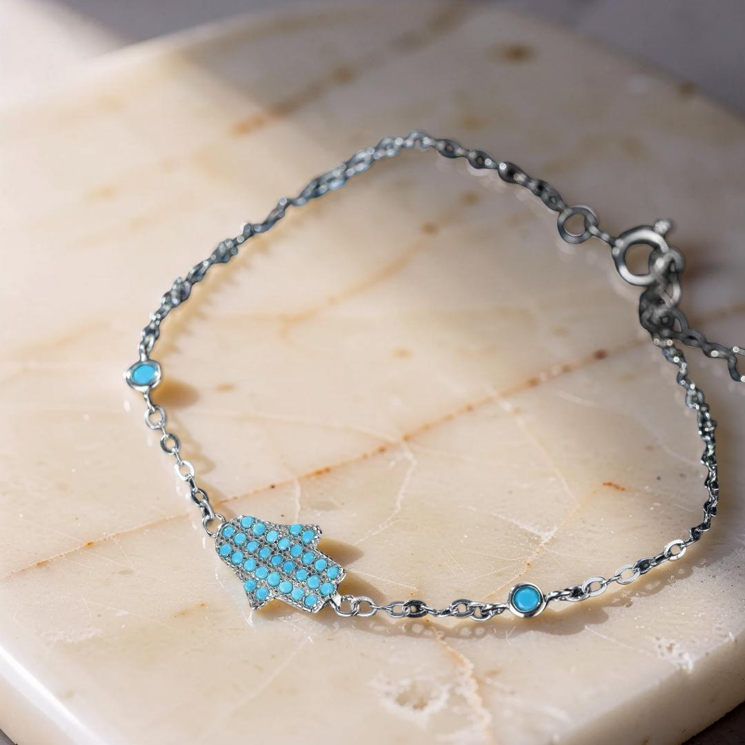 ATELIER-TIBET – Bracelet Turquoise – Perle du Désert, Argent 925