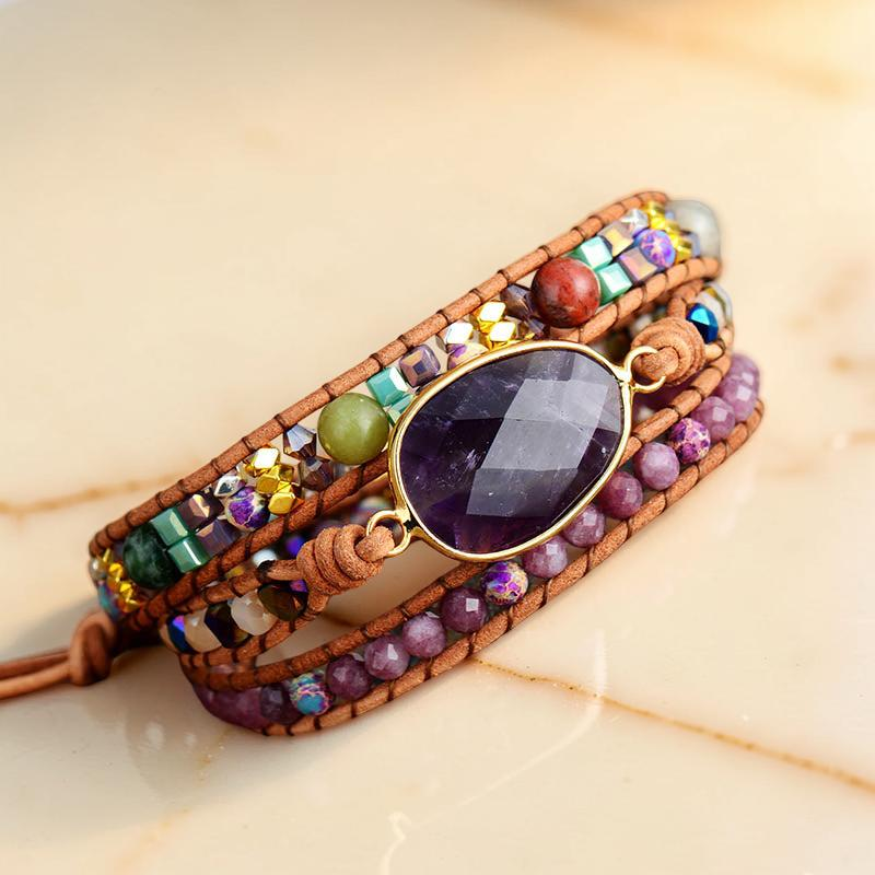 ATELIER-TIBET – Bracelet Wrap Améthyste – Paix Intérieure