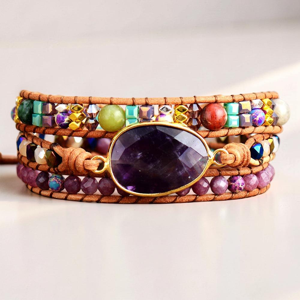 ATELIER-TIBET – Bracelet Wrap Améthyste – Paix Intérieure