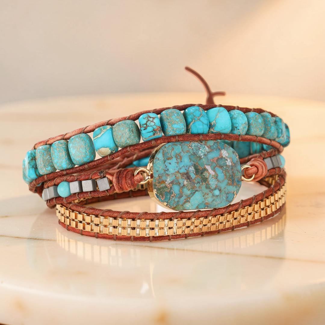 ATELIER-TIBET – Bracelet Wrap en Turquoise – Toucher de Guérisseur
