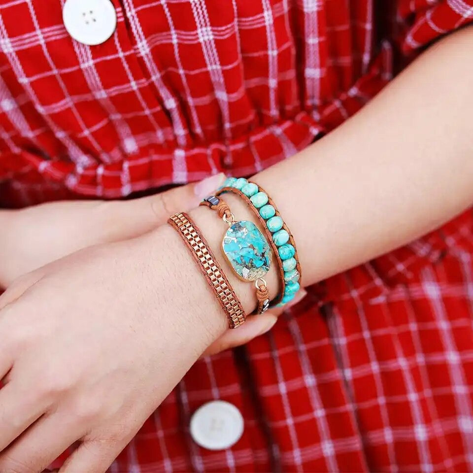 ATELIER-TIBET – Bracelet Wrap en Turquoise – Toucher de Guérisseur