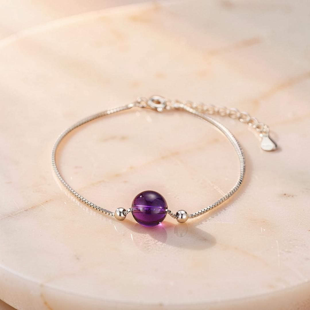 ATELIER-TIBET – Bracelet Améthyste – Goutte de Douceur, Argent