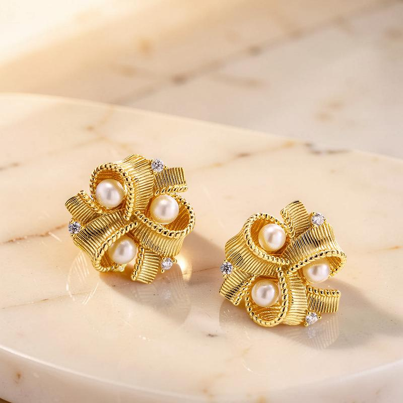 ATELIER-TIBET – Collier et Boucles d’Oreilles Perle – Versailles, Plaqué Or 18K
