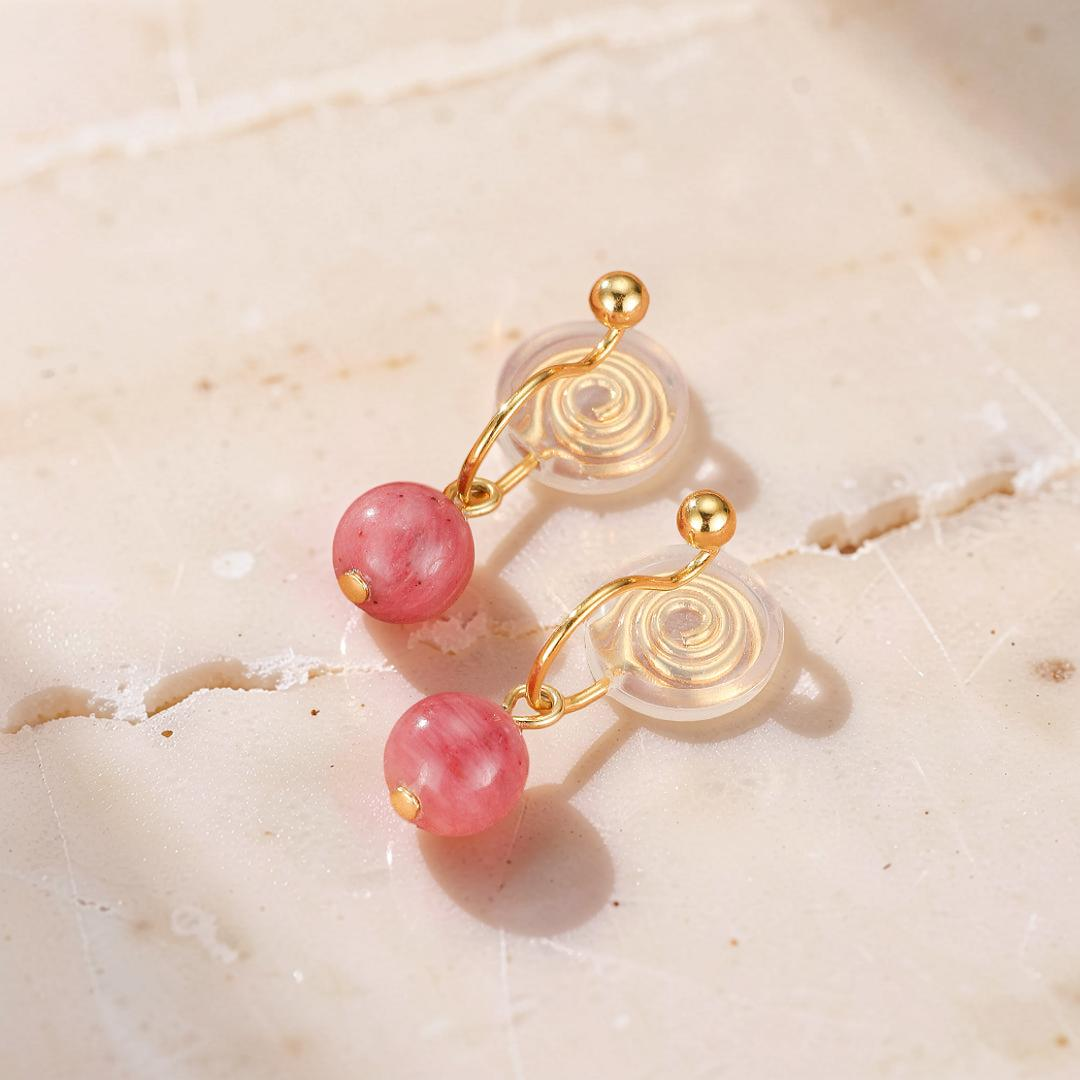 ATELIER-TIBET – Boucles d’Oreilles Rhodonite – Éclat Doux