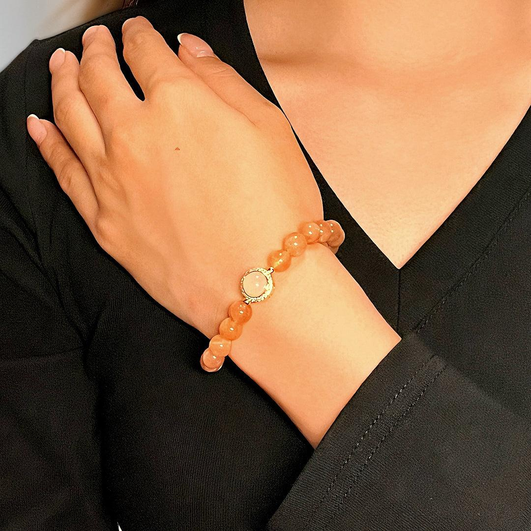 ATELIER-TIBET – Bracelet Pierre de Soleil et Quartz Rose – Aura Tendre