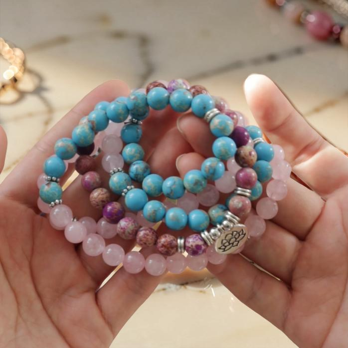 ATELIER-TIBET – Mâlâ 108 Pierres Naturelles - Rosé