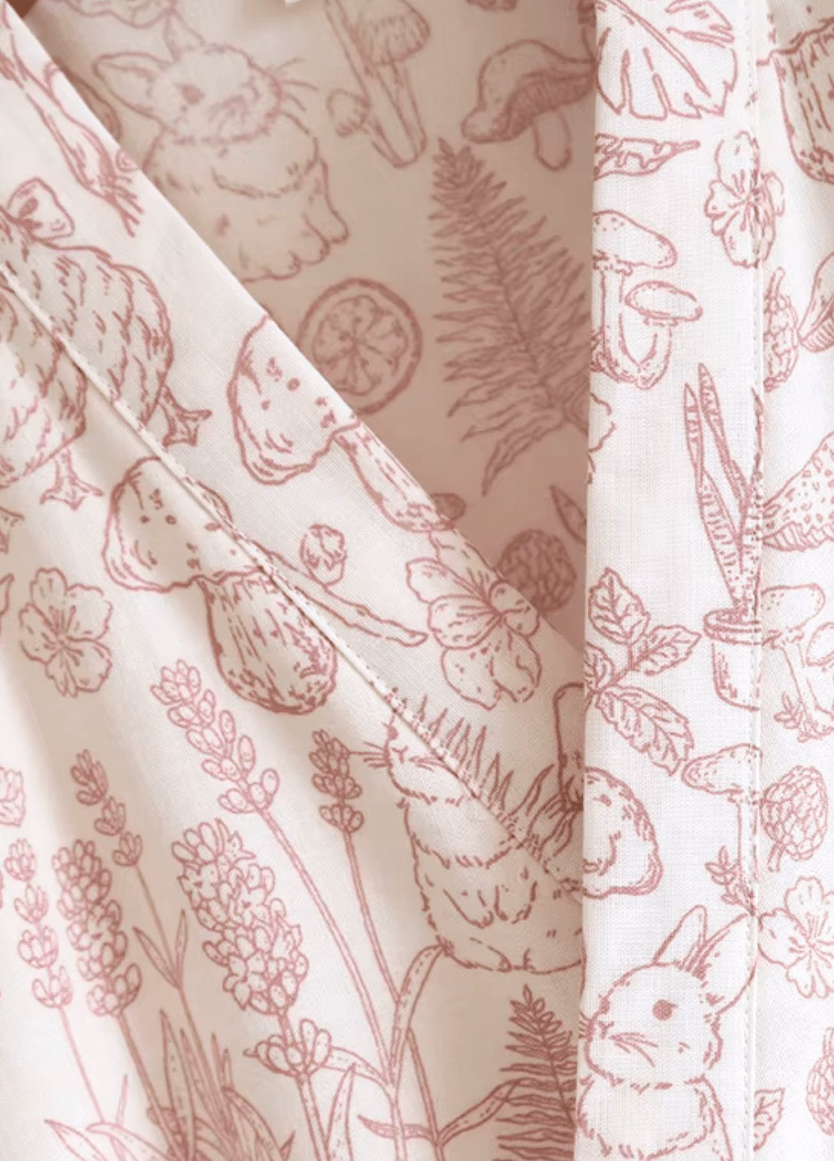 Peignoir kimono femme coton motif pivoine rose – Home