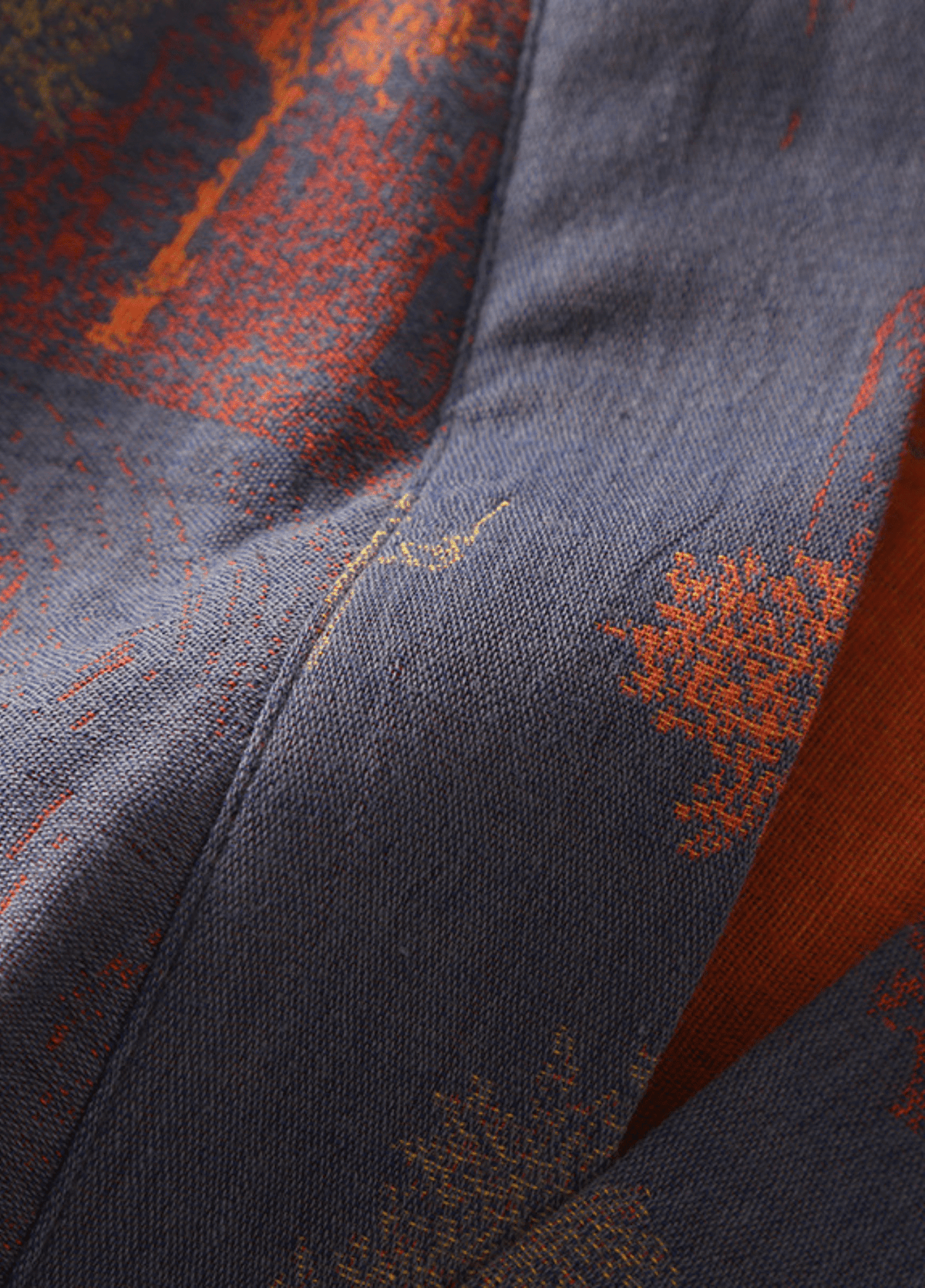 Peignoir kimono femme coton motif érable bleu – Momiji