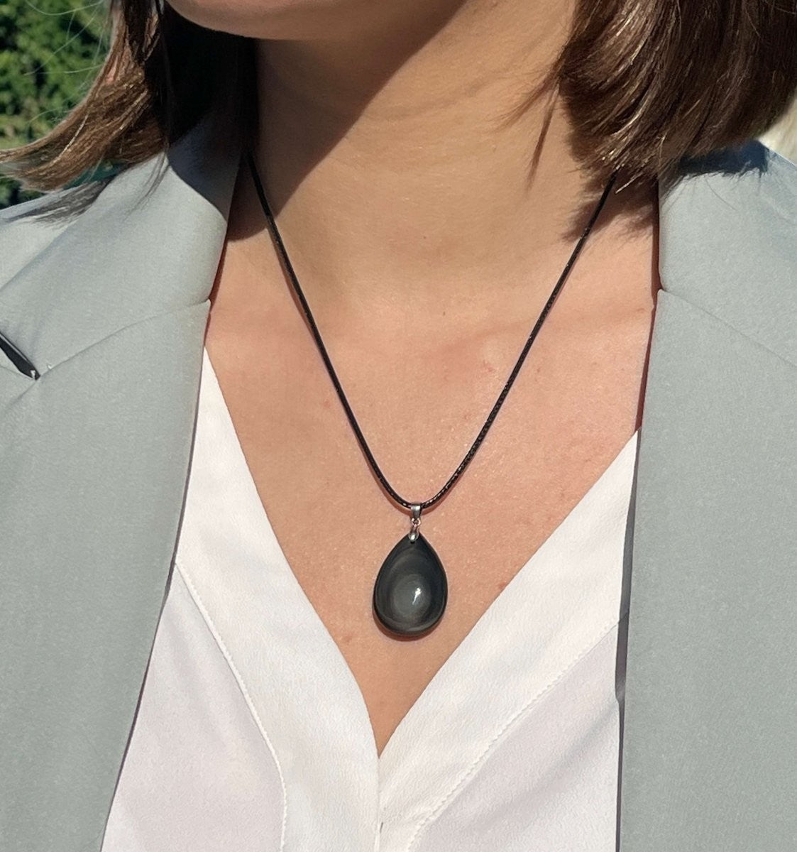 ATELIER-TIBET – Pendentif en Obsidienne Oeil Céleste