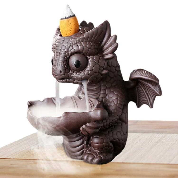 ATELIER-TIBET Porte-Encens Dragon & Feuille – Support Encens Décoratif en Résine pour Bâtons & Cônes