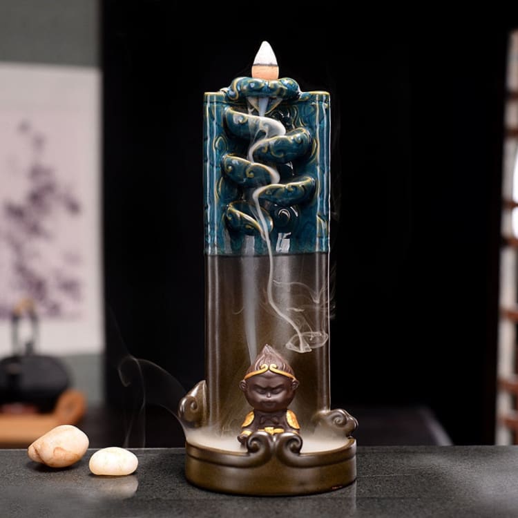 ATELIER-TIBET Porte-Encens “La Cascade du Bonheur” – Support Décoratif pour Encens Bâtons & Cônes Effet Cascade