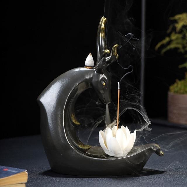 ATELIER-TIBET Porte-Encens “La Cascade du Bonheur” – Support Décoratif avec Effet Cascade pour Encens Cônes & Bâtons