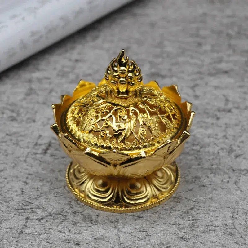 ATELIER-TIBET – Porte-Encens Lotus en Laiton, Sérénité & Élégance