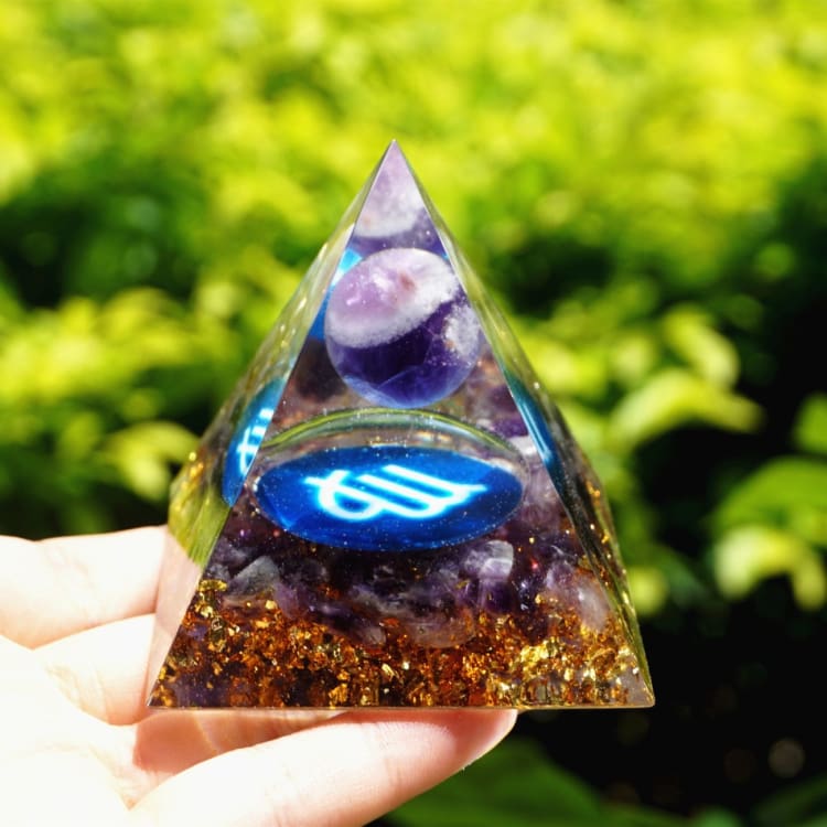 ATELIER-TIBET Pyramide du Zodiac en Orgonite et Citrine de 10cm symbole de la Vierge
