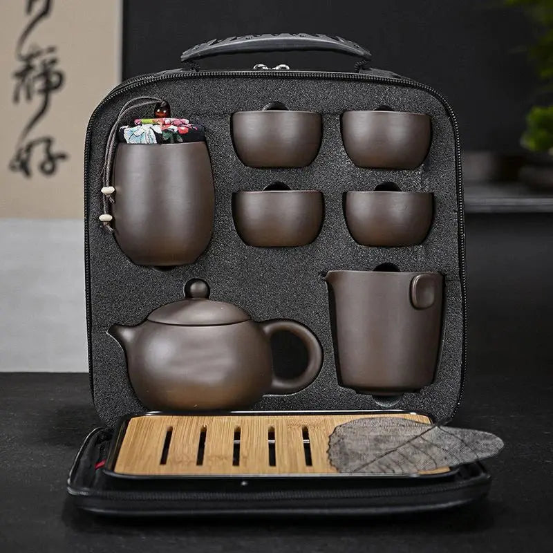 ATELIER-TIBET – Set Traditionnel Chinois en Argile Violette (Yixing) pour Cérémonie du Thé Kungfu