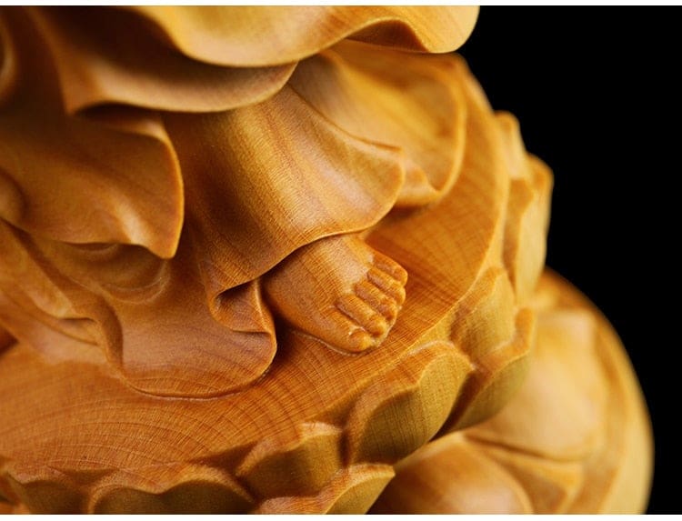 ATELIER-TIBET Statuette de Bouddha GuanYin en bois de buis