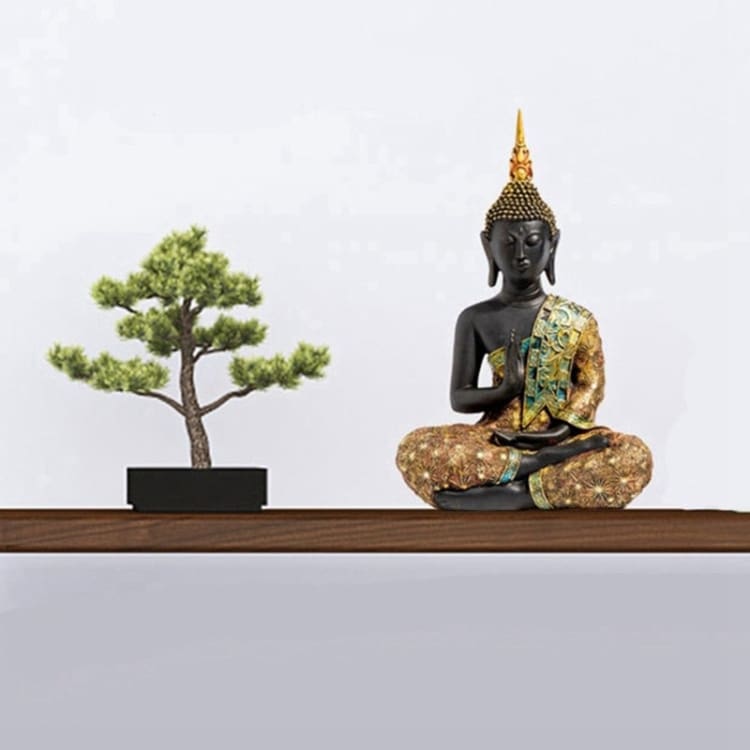 ATELIER-TIBET Statuette de Bouddha Style colorée - Abhaya Mudrā