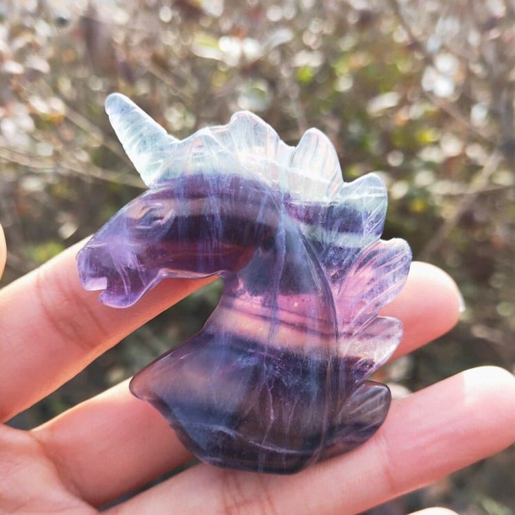 ATELIER-TIBET – Statuette Licorne en Cristal de Fluorite – Émerveillement & Harmonie