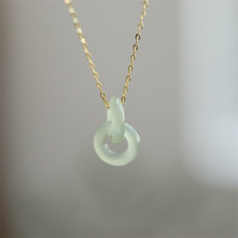 ATELIER-TIBET – Collier Double Boucle de la Paix en Jade Hetian et Argent Sterling 925