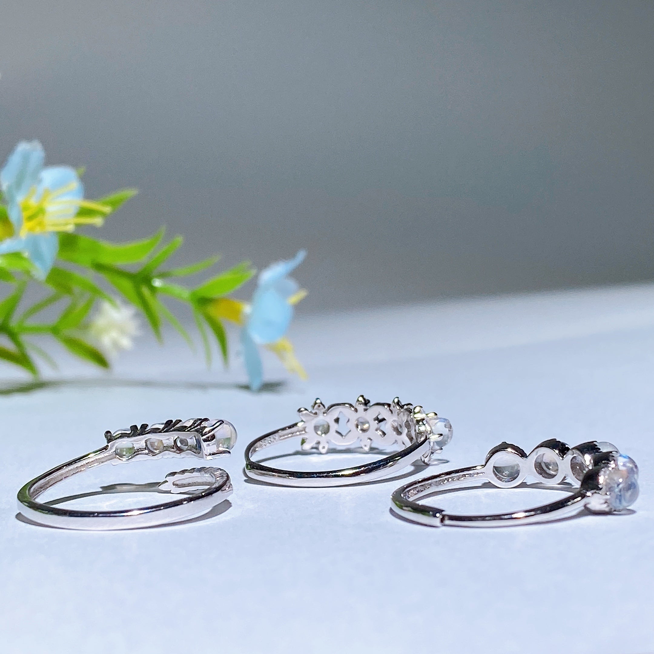 ATELIER-TIBET – Bague en Pierre de Lune Naturelle & Argent Sterling 925 – Anneau Céleste Unisexe