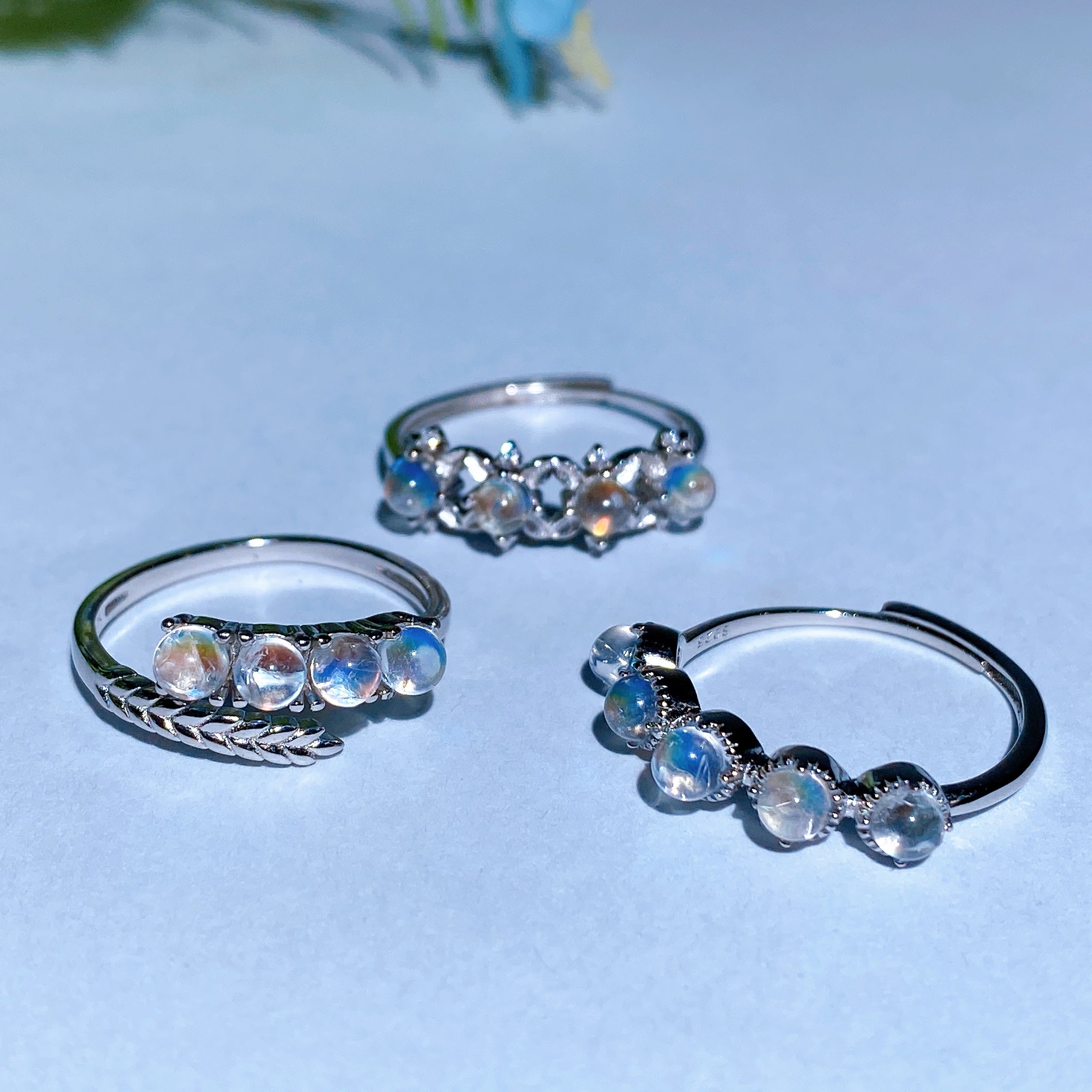 ATELIER-TIBET – Bague en Pierre de Lune Naturelle & Argent Sterling 925 – Anneau Céleste Unisexe