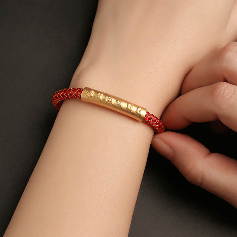 ATELIER-TIBET Bracelet Om Mani Padme Hum Argent 999 & Cordon – Pureté & Intention