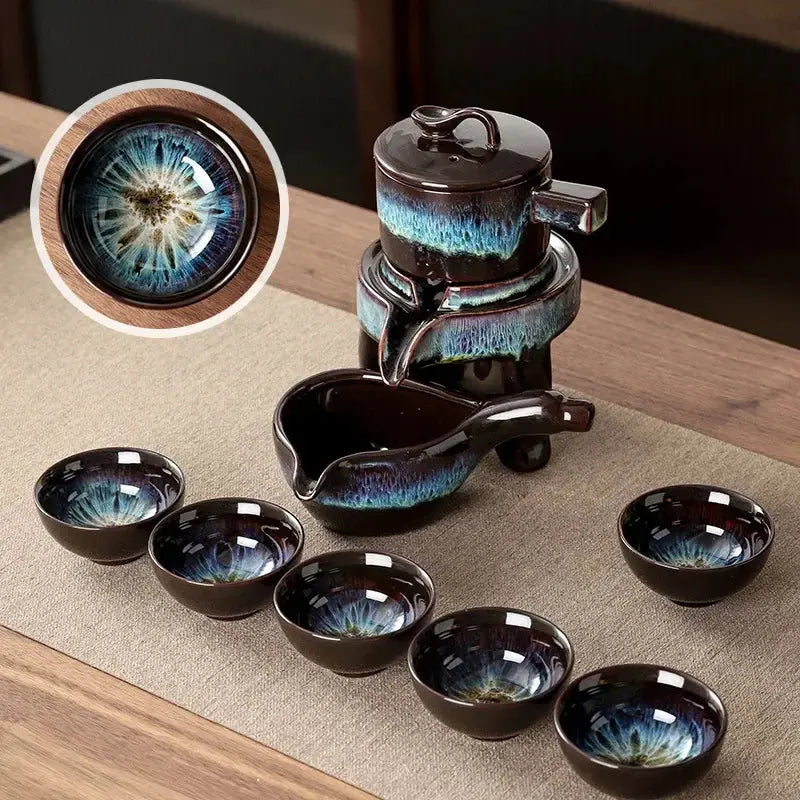 ATELIER-TIBET – Service de Thé Gongfu Cha en Céramique Décorée, Élégance & Tradition