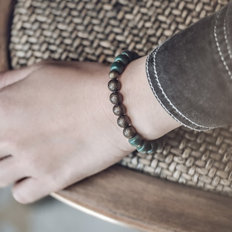 ATELIER-TIBET Bracelet Graines de Bodhi & Cuivre – 6×8 mm