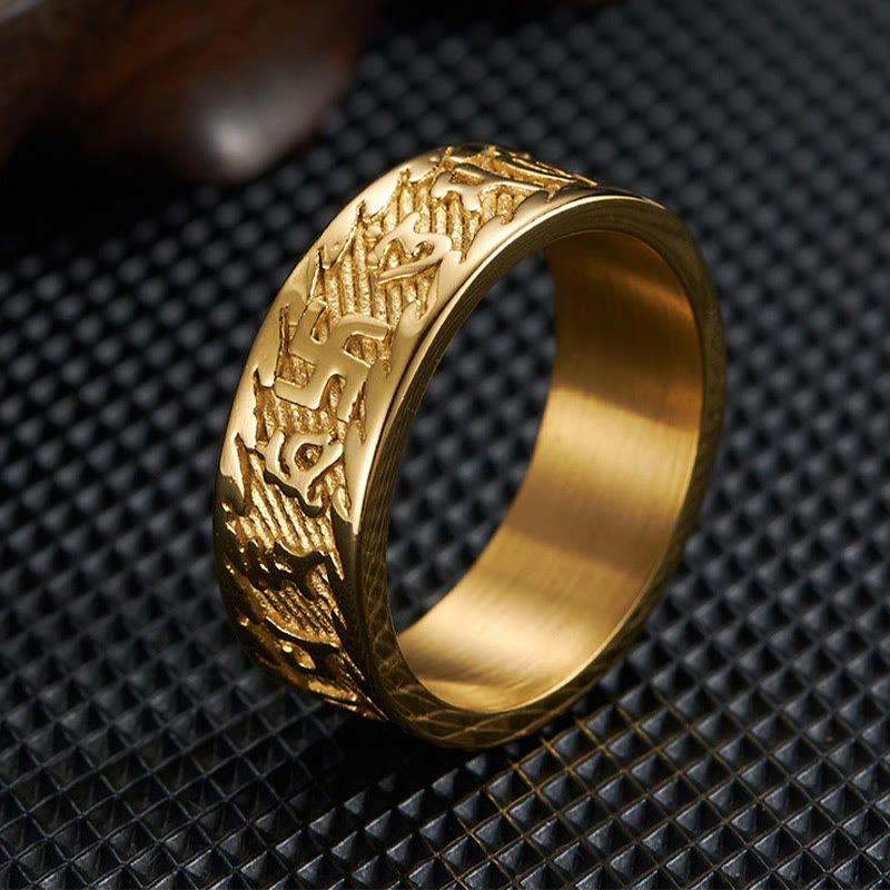ATELIER-TIBET – Bague Unisexe Om Mani Padme Hum en Acier Titane – Anneau Mantra Bouddhiste