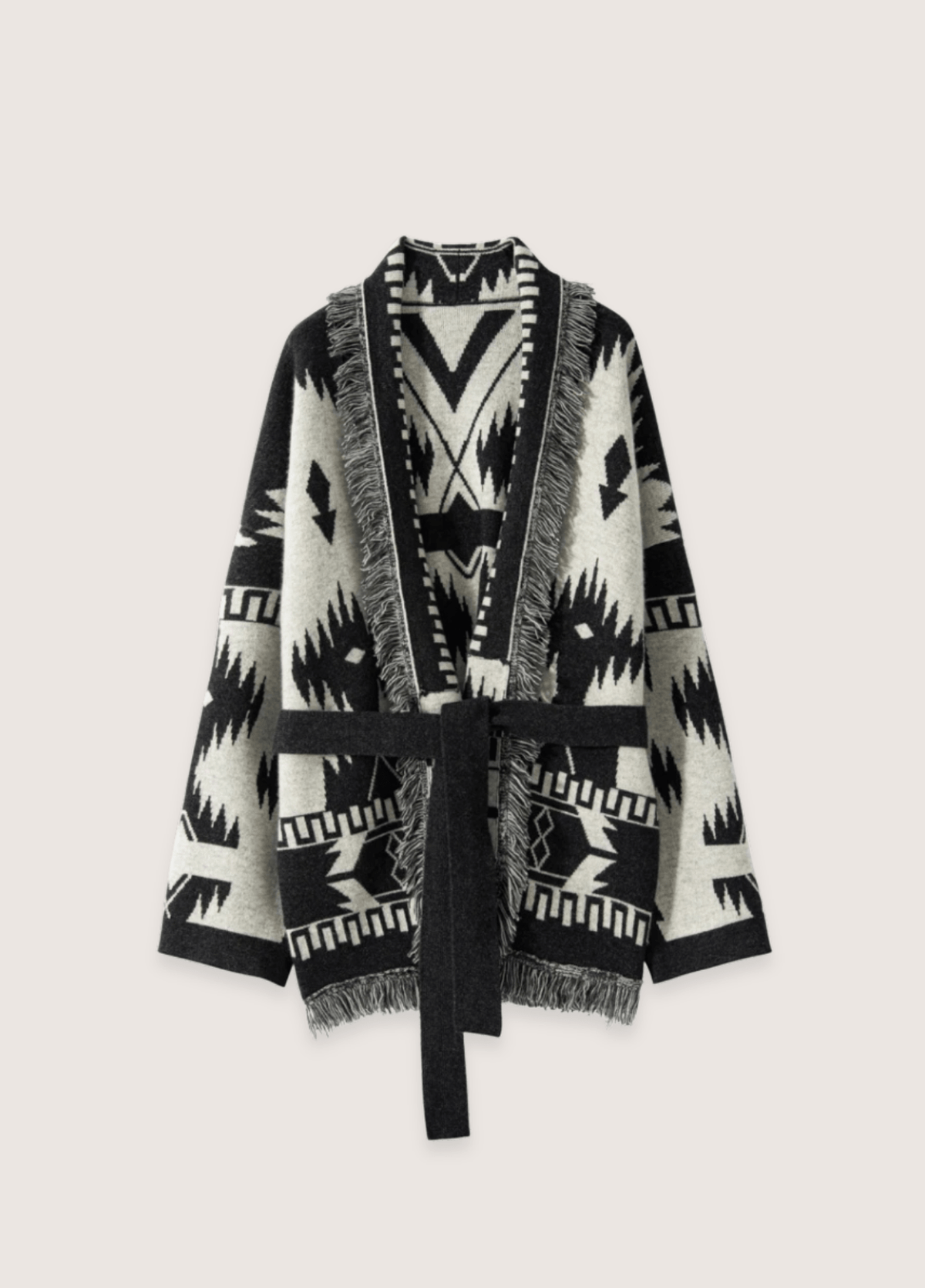 Veste kimono femme géométrique noir – Aztèques