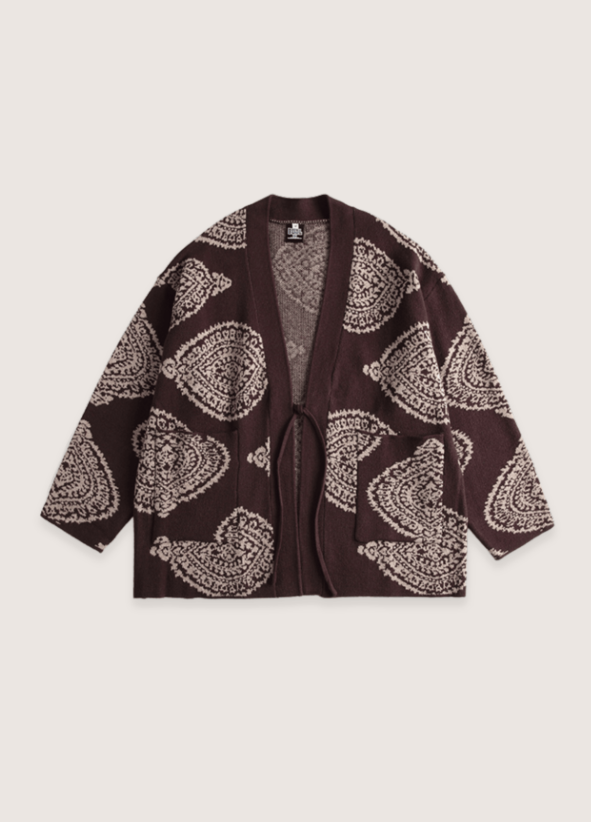 Veste kimono mixte coton paisley marron – Motifs Paisley