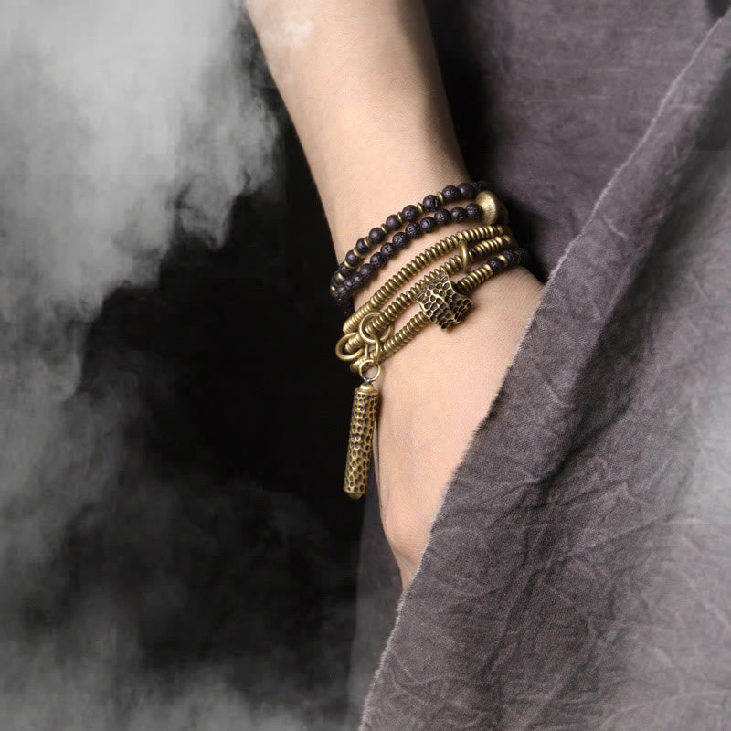 ATELIER-TIBET – Bracelet Spirituel Vintage en Pierre de Lave & Cuivre