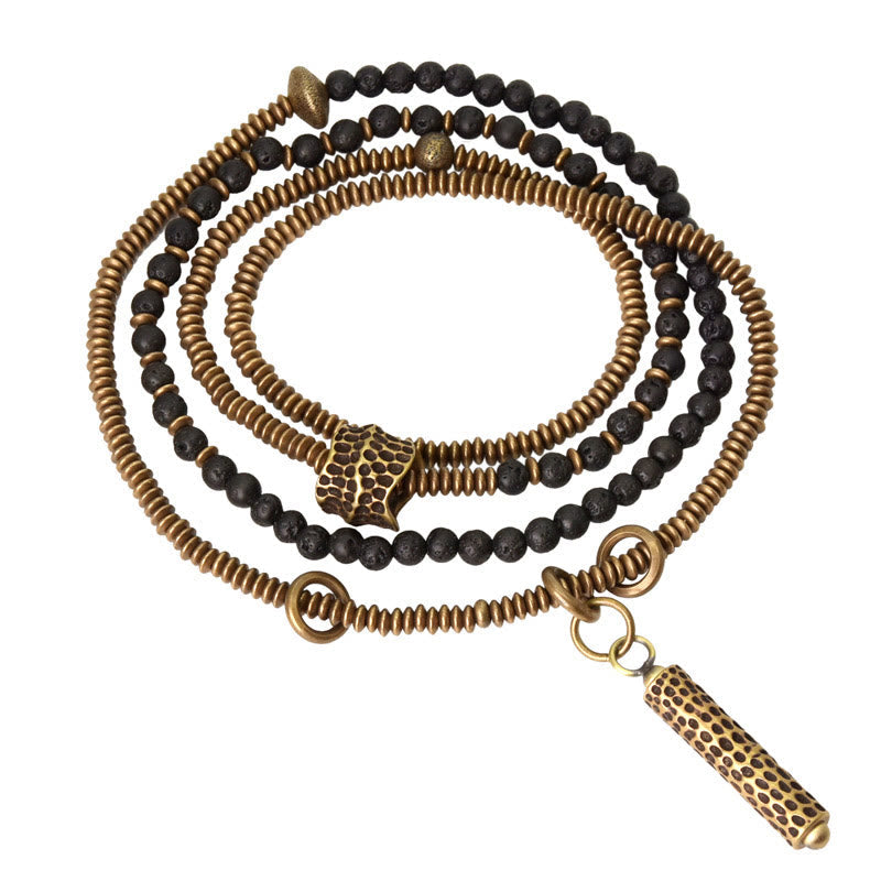 ATELIER-TIBET – Bracelet Spirituel Vintage en Pierre de Lave & Cuivre