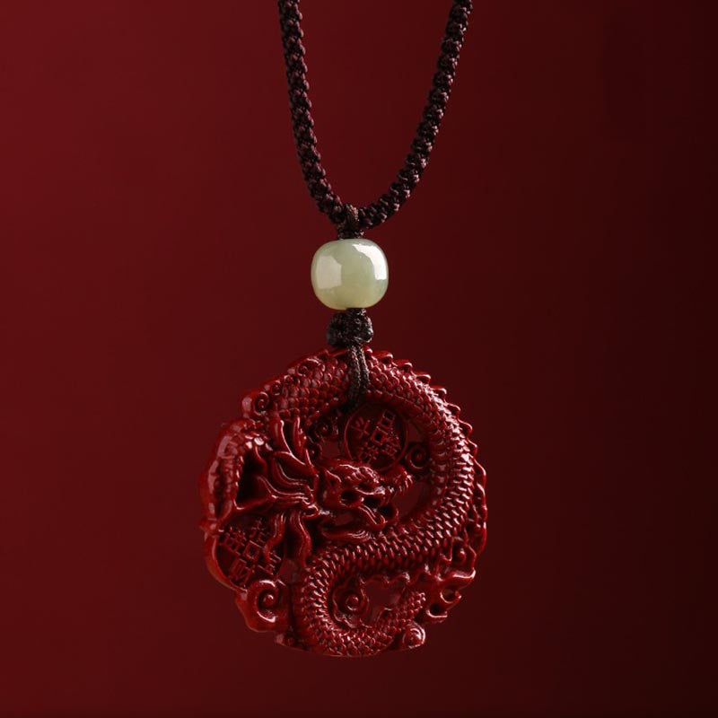 ATELIER-TIBET – Collier Dragon en Jade Hetian, Cinabre et Cuivre | Année du Dragon