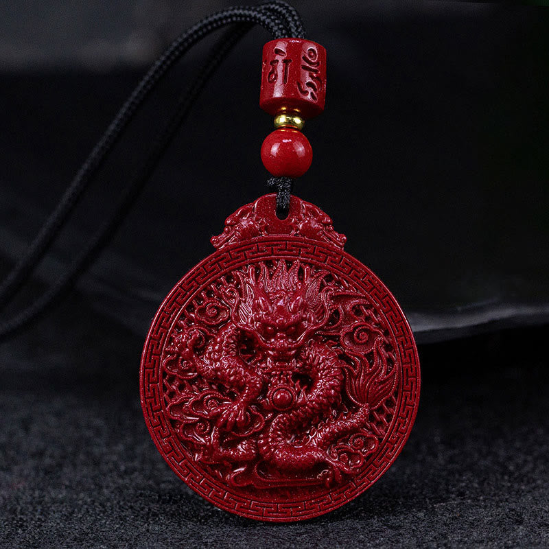 ATELIER-TIBET – Collier Dragon de l’Année du Dragon en Cinabre Naturel