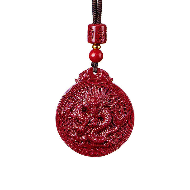 ATELIER-TIBET – Collier Dragon de l’Année du Dragon en Cinabre Naturel