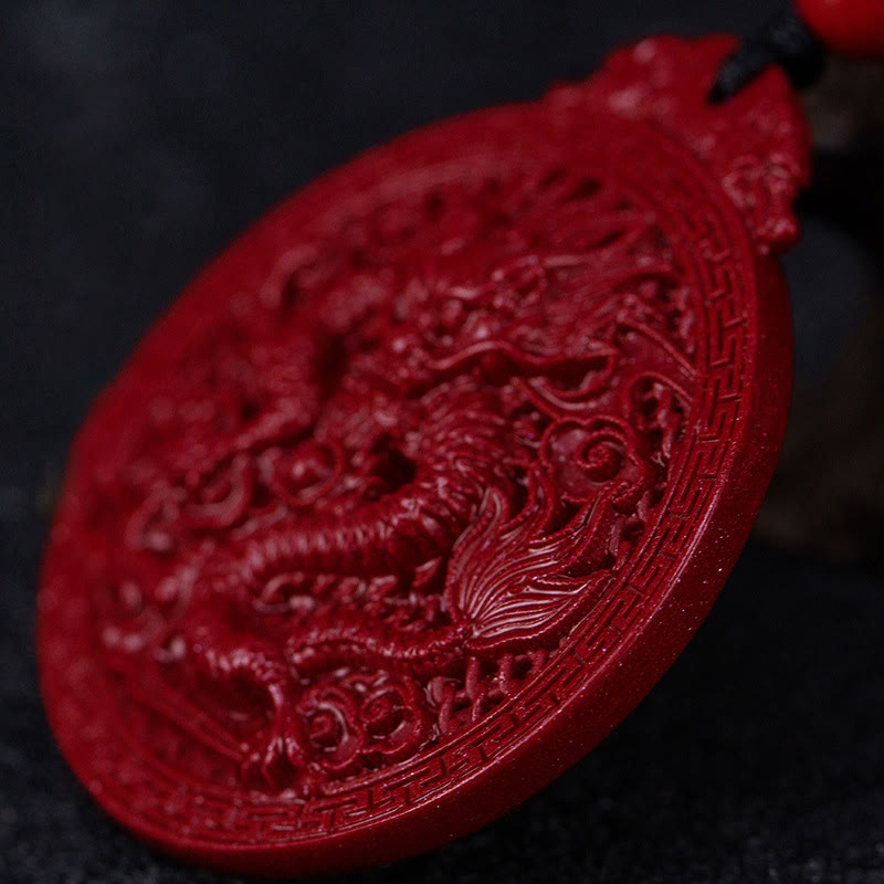 ATELIER-TIBET – Collier Dragon de l’Année du Dragon en Cinabre Naturel