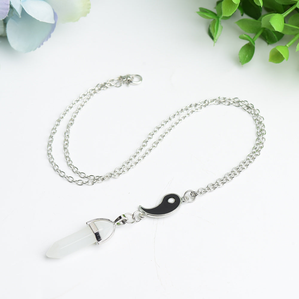 ATELIER-TIBET – Collier Yin Yang en Cristal avec Chaîne Argentée