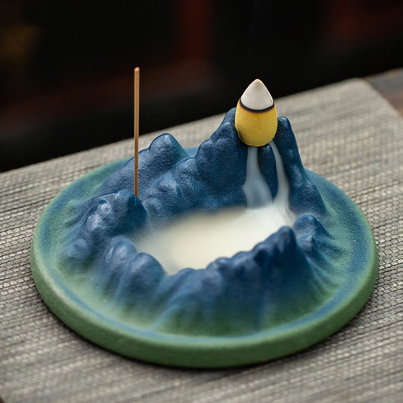ATELIER-TIBET Brûleur d'encens à refoulement en céramique Creative Mountain River