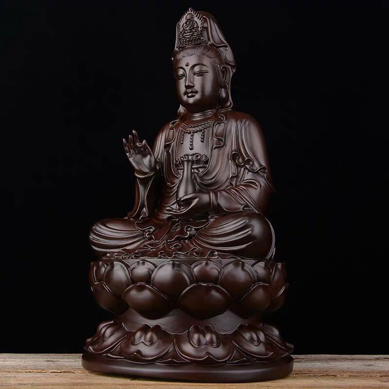 ATELIER-TIBET Pierre Avalokitesvara Ébène Lotus Harmonie Bénédiction Décoration de la Maison