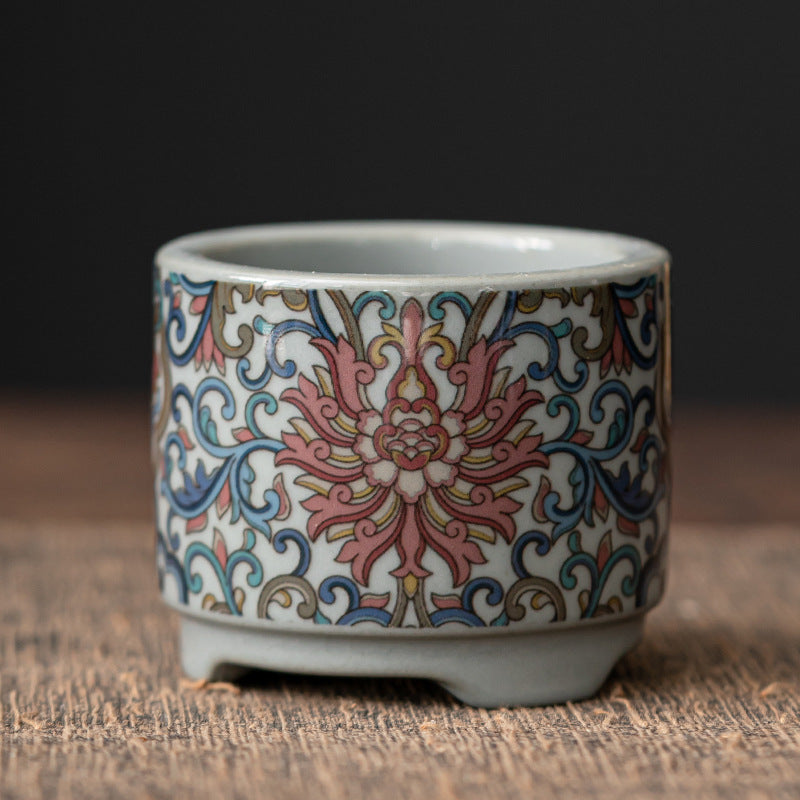 ATELIER-TIBET Porte-Encens Zen en Céramique – Série Bateau Lotus & Pêcheur (6 cm)