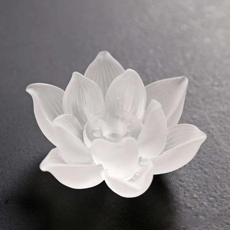 ATELIER-TIBET – Porte-Encens Lotus Blanc en Cristal Liuli – Méditation & Sérénité