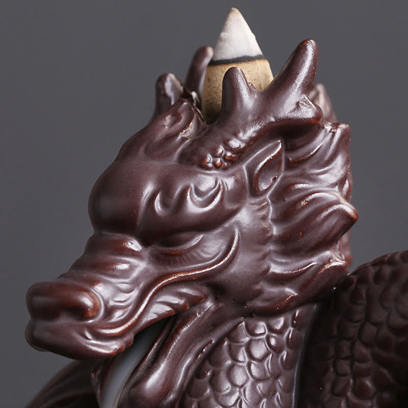 ATELIER-TIBET – Porte-Encens Dragon en Céramique – Énergie de Succès et Protection