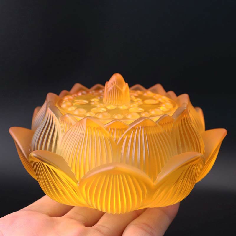 ATELIER-TIBET Brûleur d'encens de méditation de guérison en cristal de Lotus Liuli de Buddha Stones