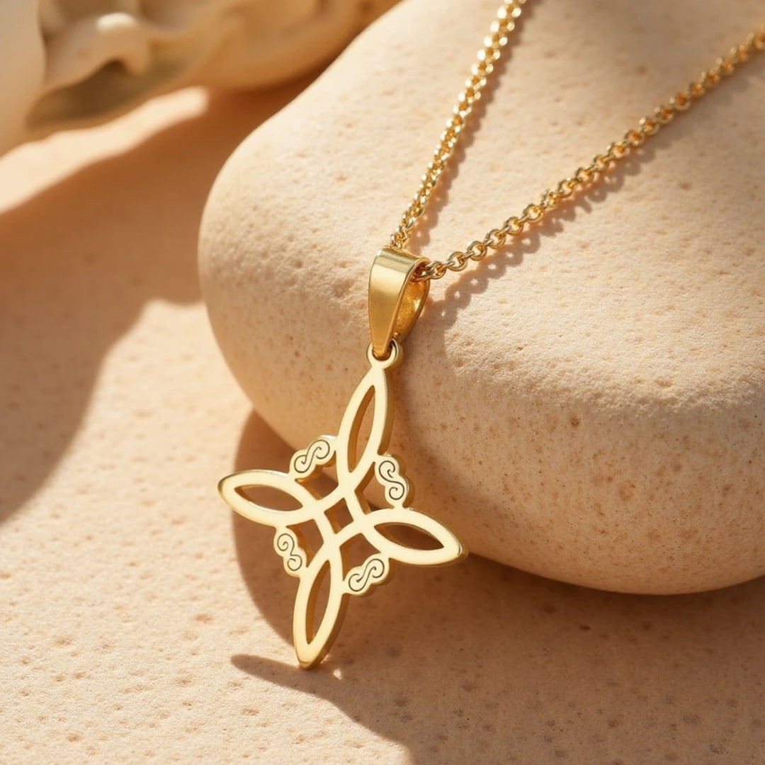 ATELIER-TIBET – Collier Bouclier Mystique - Noeud de Sorcière