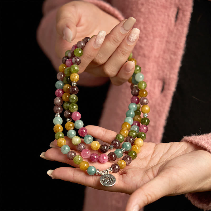 ATELIER-TIBET – Bracelet Mala Sagesse Lotus en Tourmaline Naturelle – 108 Perles – Bracelet Spirituel Unisexe