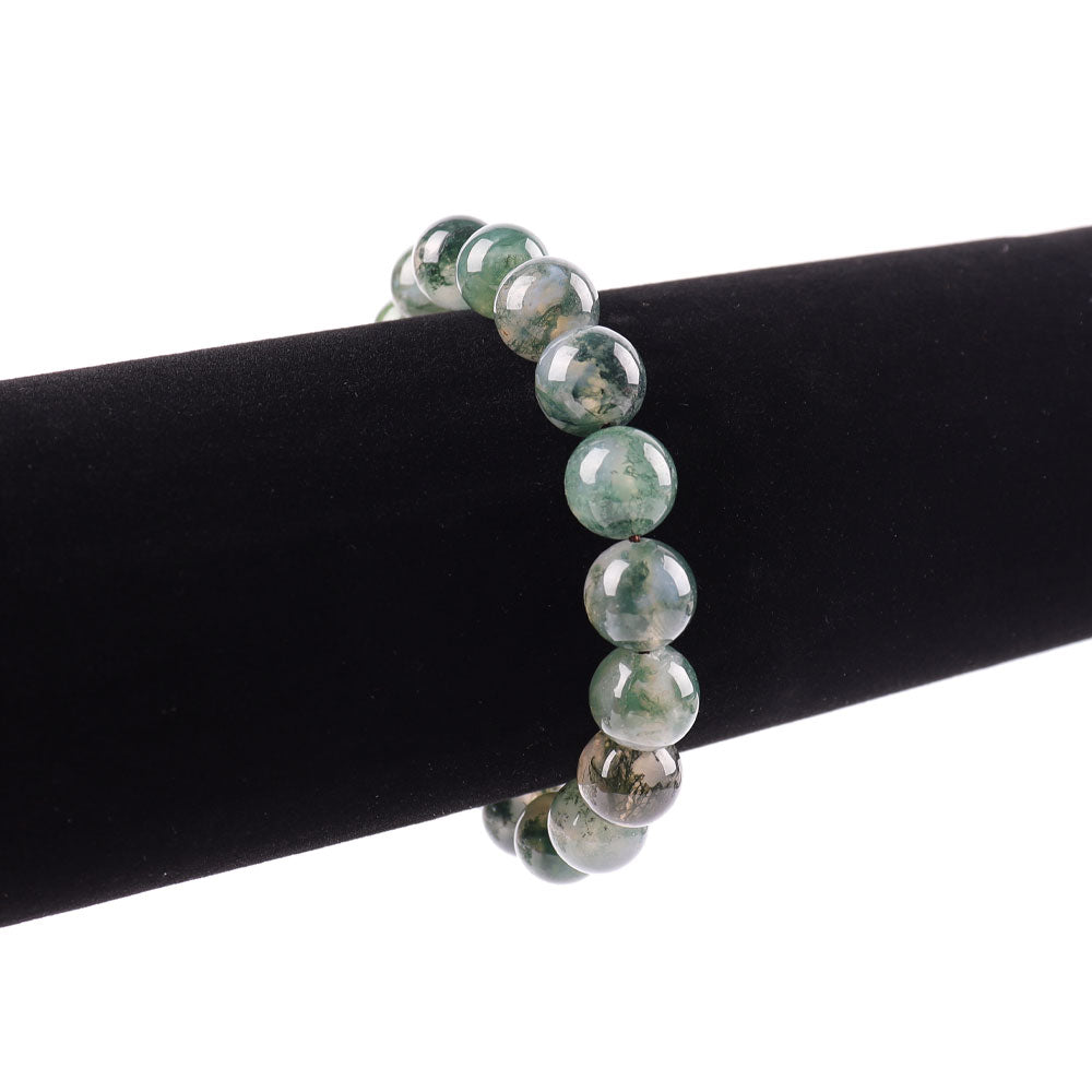ATELIER-TIBET – Bracelet en Agate Mousse Naturelle – Harmonie & Ancrage – Perles 10 mm