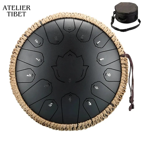 Tongue Drum « Lotus » – 15 notes, acier, instrument de percussion méditatif