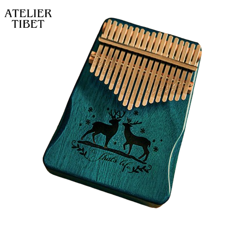 Kalimba 17 lames “Cerf Gravé” – Piano à pouces en bois, instrument mélodique & relaxant