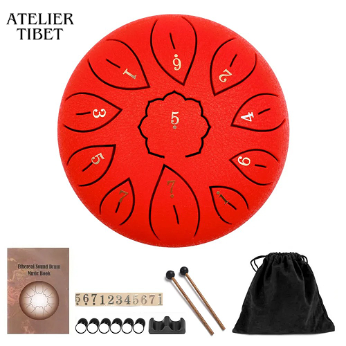 ATELIER-TIBET Tongue Drum 11 notes – Ensemble Steel Drum compact & accessible pour méditation et détente
